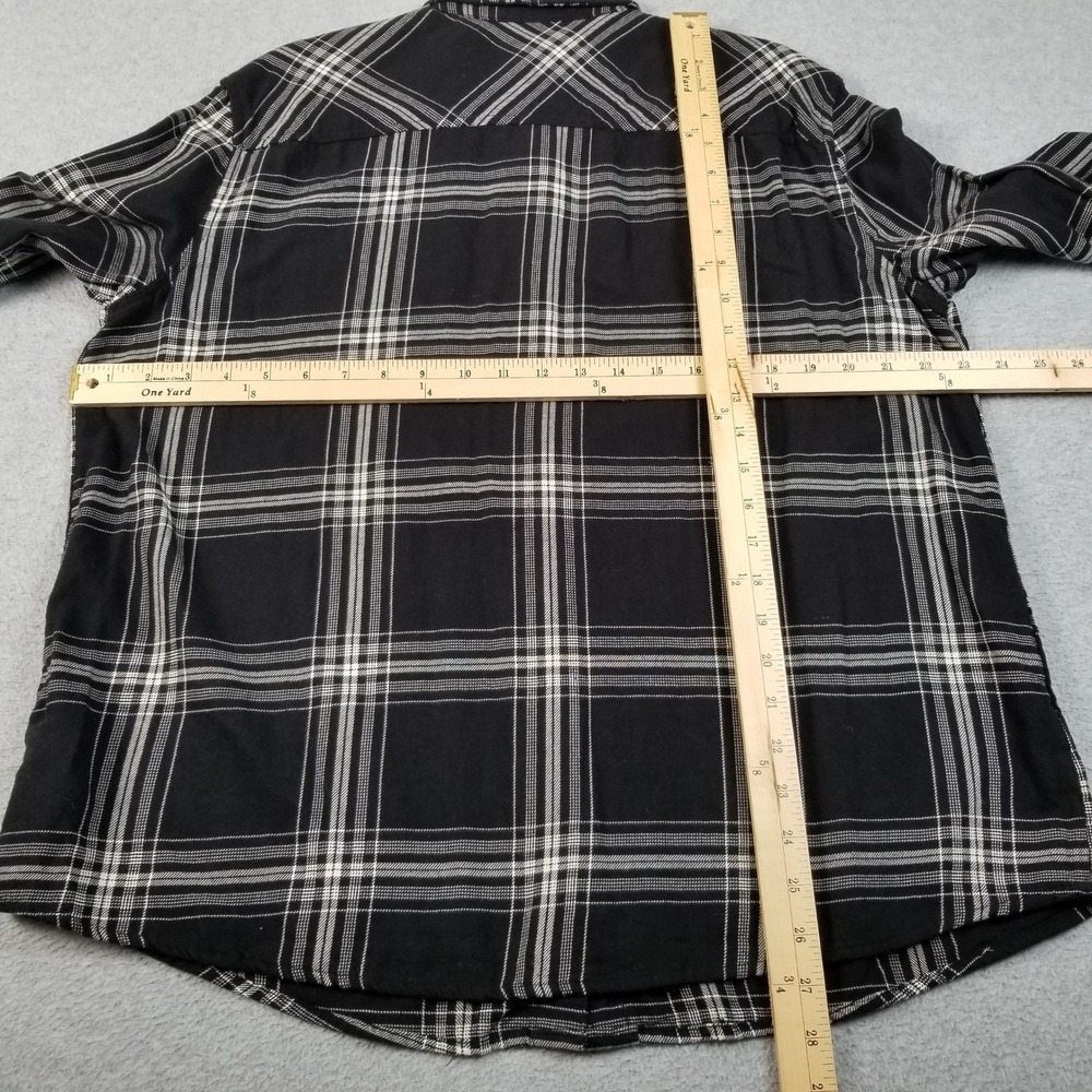 a.n.a Button Up Shirt Women's Large L‎ Black White Plaid Flannel Relaxed Cotton - Picture 5 of 8